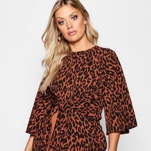 Leopard Print Kimono Wrap Dress - NWT
